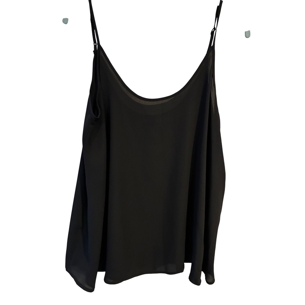 Apt. 9 Womens Black Spaghetti Strap Camisole Top Chiffon Scoop Neck Size L